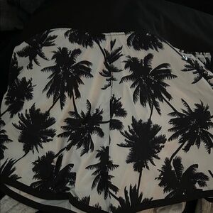 Black and White Palm Tree Print swim shorts